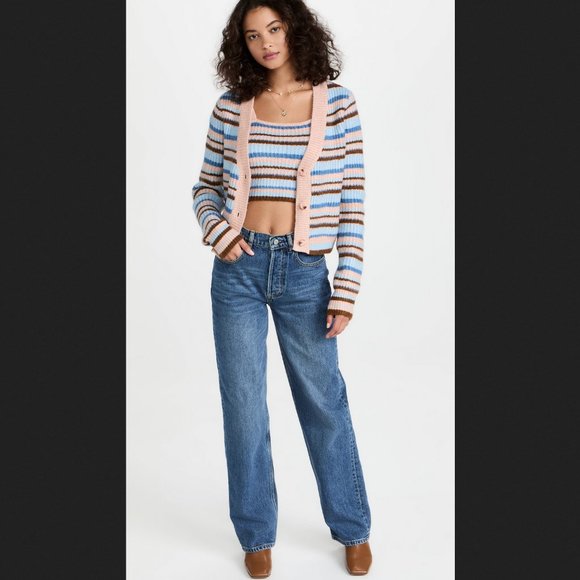 NWT! Nordstrom ENGLISH FACTORY Knit Stripe Cardigan in Multi M - Picture 2 of 16